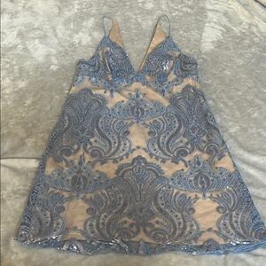 Free people sundown blue sequin mini dress
